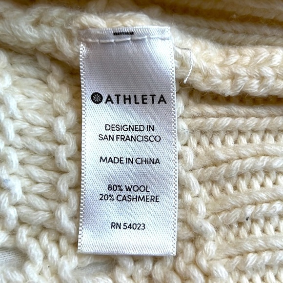 Athleta cableknit 80% wool 20% cashmere Fisherman coastal cardigan, beige SZ M - Picture 6 of 8